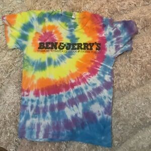 Ben & Jerry’s Tie Dye graphic logo Tee Short Sleeve Crew Neck T Shirt size M